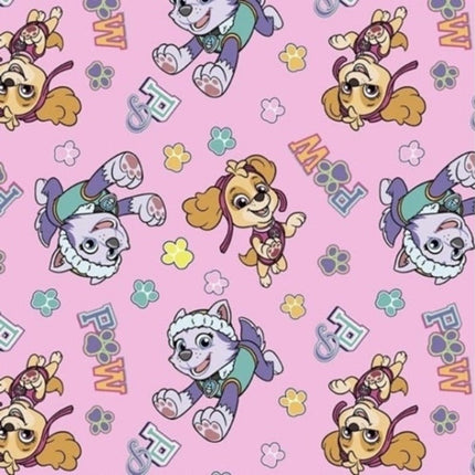 Paw Patrol Team Skye & Everest Pink Cotton Fabric Curtain