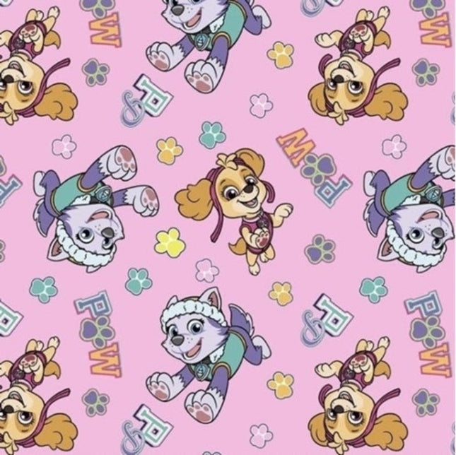 Paw Patrol Team Skye & Everest Pink Cotton Fabric Curtain