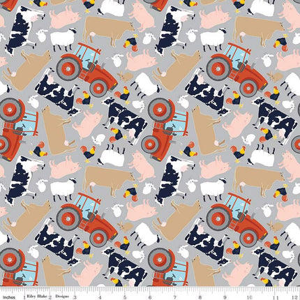 FFA Forever Blue 2 Animals Gray Cotton Fabric