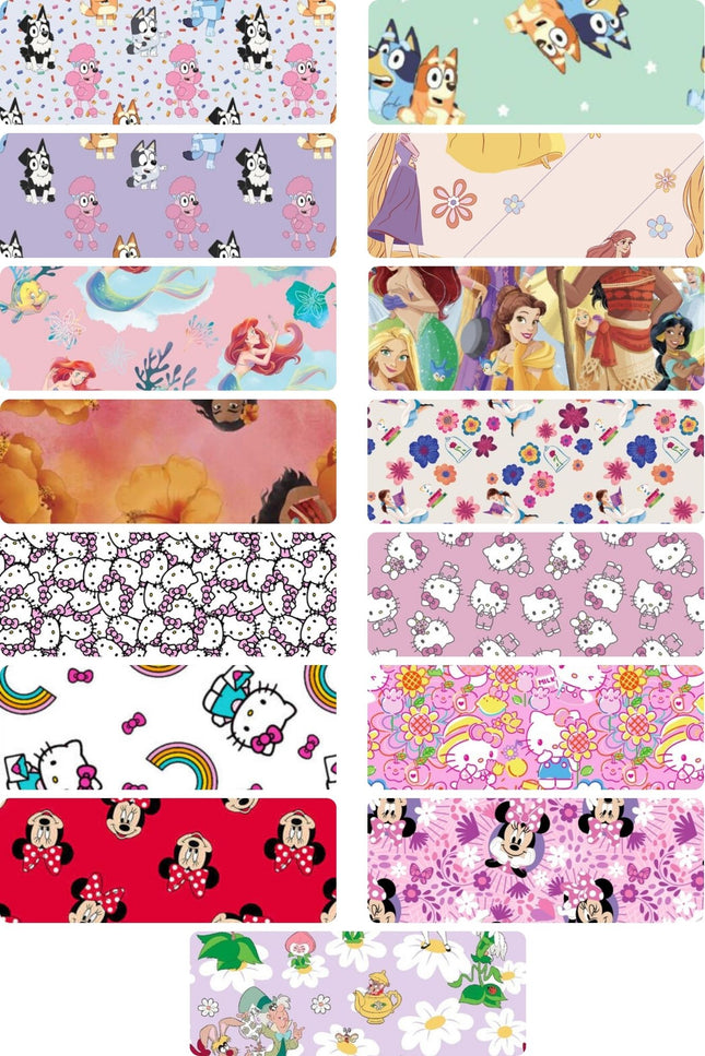 Assorted Girl Character Flat Fold Assortment 60 Yard Bundle Cotton Fabric