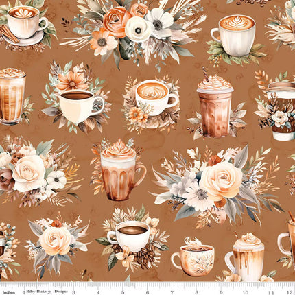 Coffee Time Main Cinnamon Cotton Fabric
