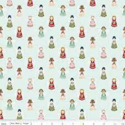 Christmas Village Angels Mint Cotton Fabric