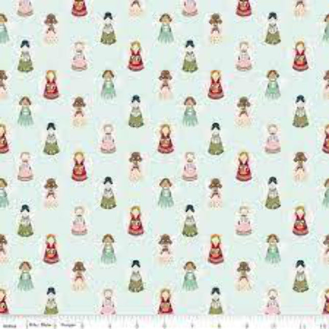 Christmas Village Angels Mint Cotton Fabric