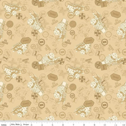 Thomas & Friends™ 80th Anniversary Tonal Toss Flax Cotton Fabric