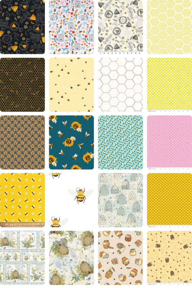 10 Fat Quarters – Assorted Bees and Honey Fat Quarter Bundle
