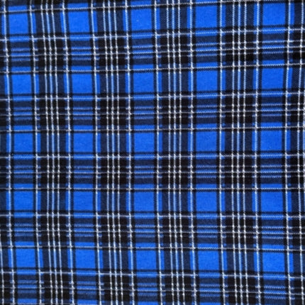 Plaid Black Blue Flannel Fabric