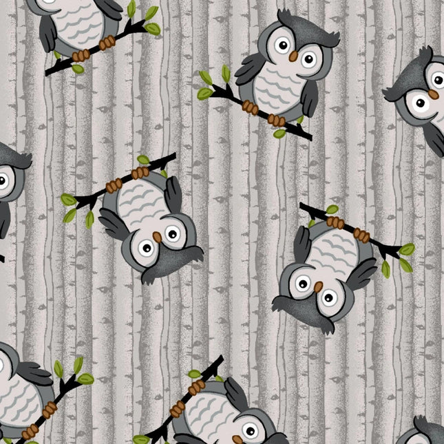 Sitting Owls Comfy Flannel Fabric