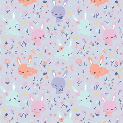 Bunny Heads Light Purple Flannel Fabric