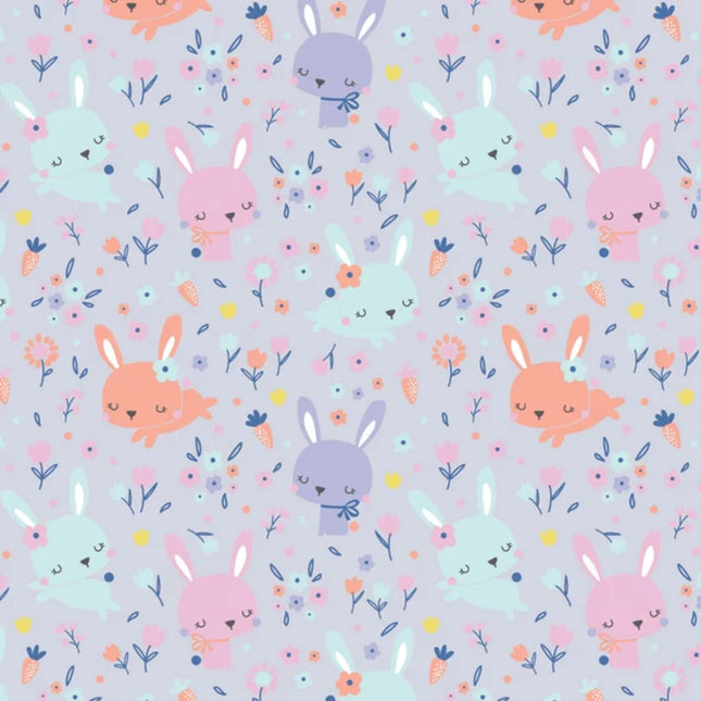 Bunny Heads Light Purple Flannel Fabric