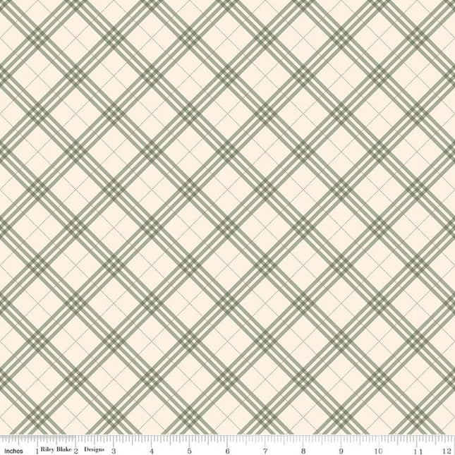 Coffee Time Plaid Cream Cotton Fabric