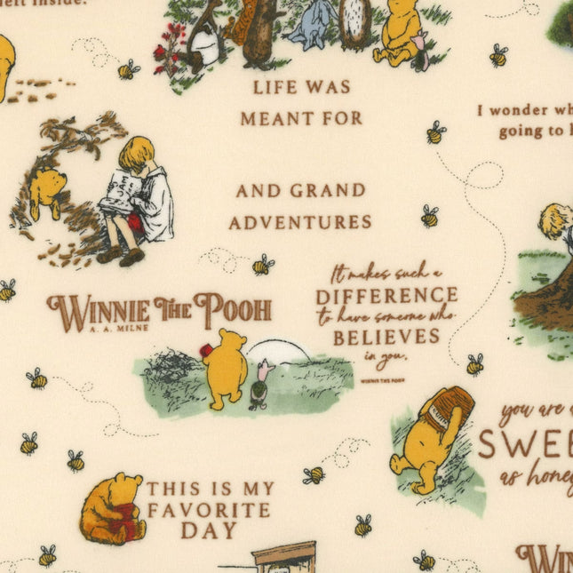 Flannel Winnie the Pooh Quotes Cream Fabric