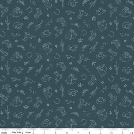 John Wayne American West Icons Navy Cotton Fabric