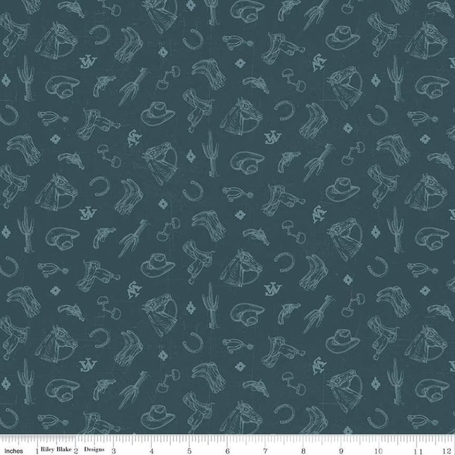 John Wayne American West Icons Navy Cotton Fabric
