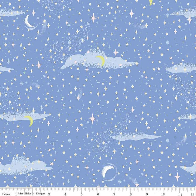 Forever Neverland Pixie Dust Periwinkle Cotton Fabric