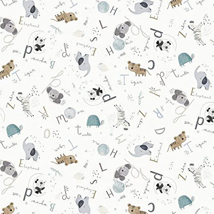 Timeless Treasures Fabrics Full of Wonder Tossed Animals and Names Cream