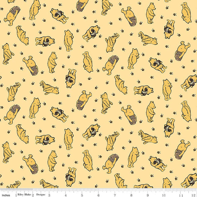 Flannel Winnie the Pooh Toss Sunshine Fabric