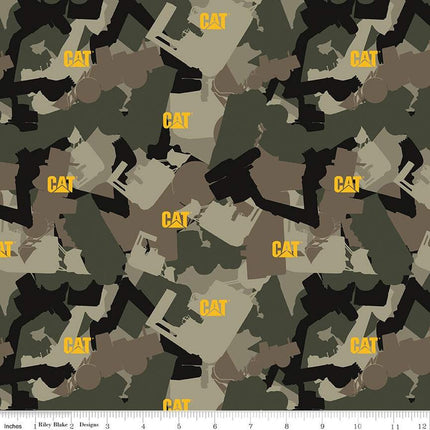 Caterpillar® 100 Years Camo Green Cotton Fabric