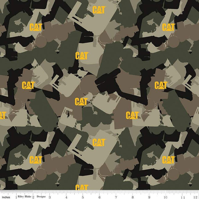 Caterpillar® 100 Years Camo Green Cotton Fabric