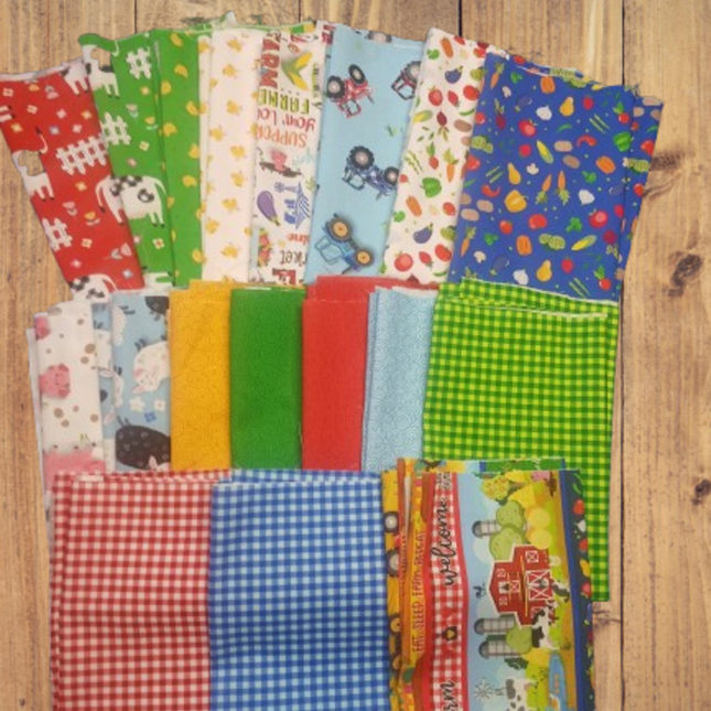 18 Fat Quarters - Assorted Barnyard Fat Quarter Bundle