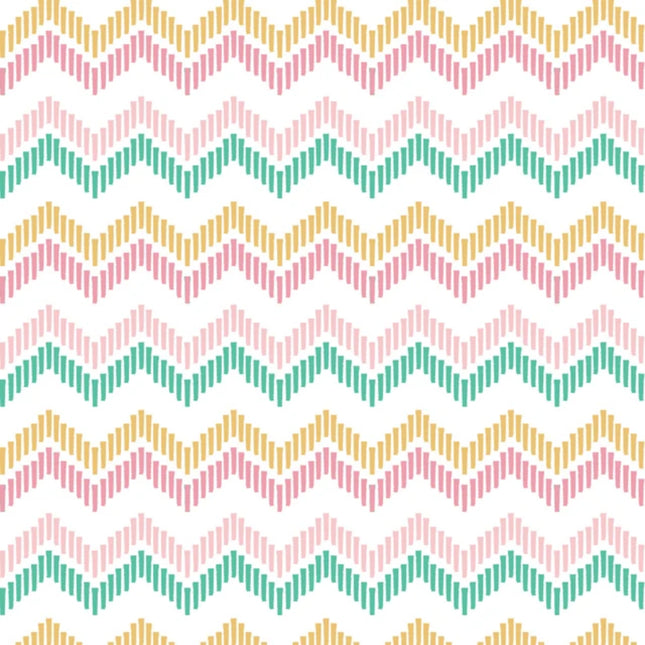 Chevron Chic White Flannel Fabric