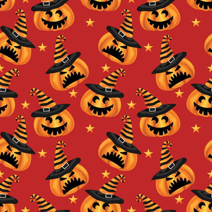 Mischievous Pumpkins Allover – Orange Cotton Fabric