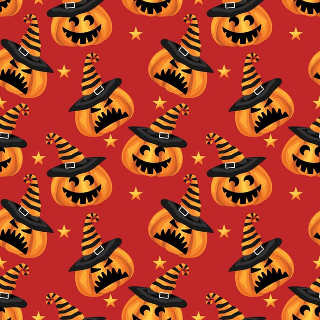 Mischievous Pumpkins Allover – Orange Cotton Fabric