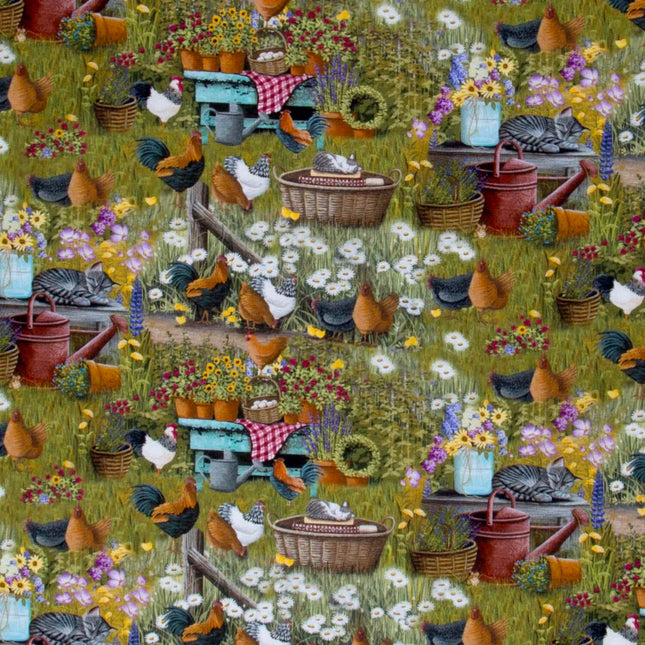 Curtain Valance - Farmall Farm Chickens & Kittens Cotton