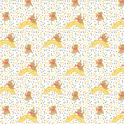 Winnie the Pooh Rainbow Jump Cotton Fabric