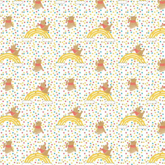 Winnie the Pooh Rainbow Jump Cotton Fabric