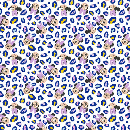 Minnie Mouse Multicolor Leopard Print Cotton Fabric
