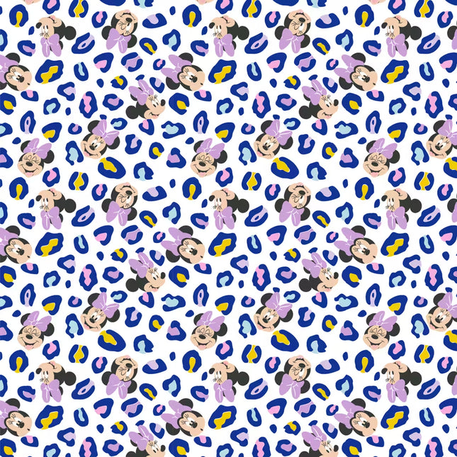 Minnie Mouse Multicolor Leopard Print Cotton Fabric