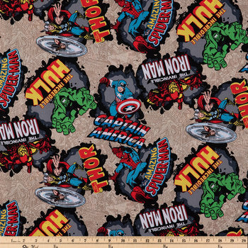 Curtain Valance - Avengers Marvel Comic Burst Cotton Calico
