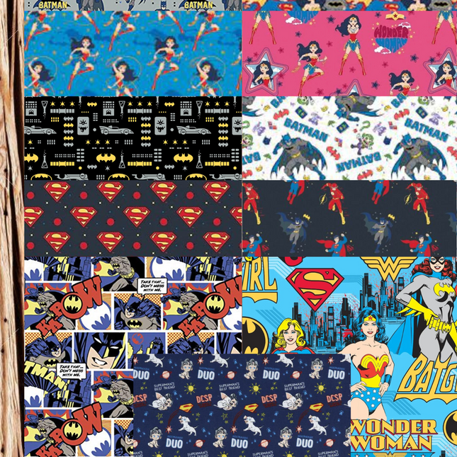 DC Super Heroes Flat Fold Assortment 40 Yard Bundle Cotton Fabric