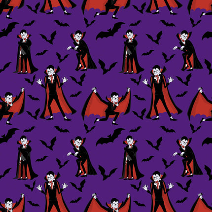 Wicked Vampire Allover - Purple Cotton Fabric