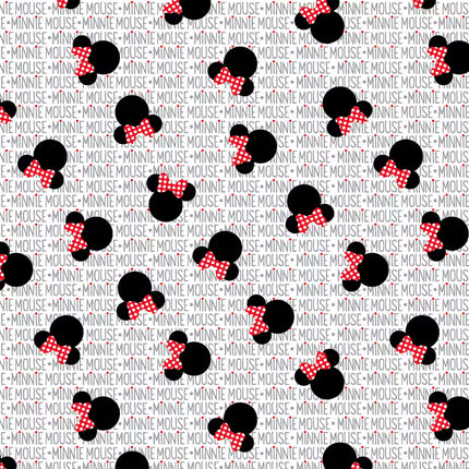 Allover Minnie Mouse White Cotton Fabric