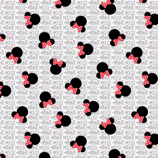 Allover Minnie Mouse White Cotton Fabric