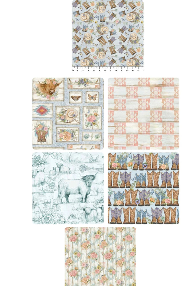 7 Fat Quarters - Assorted Highland Ranch Fat Quarter Bundle