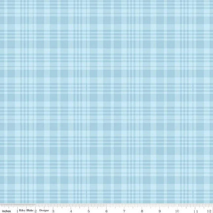 Winnie the Pooh Plaid Blue Cotton Fabric