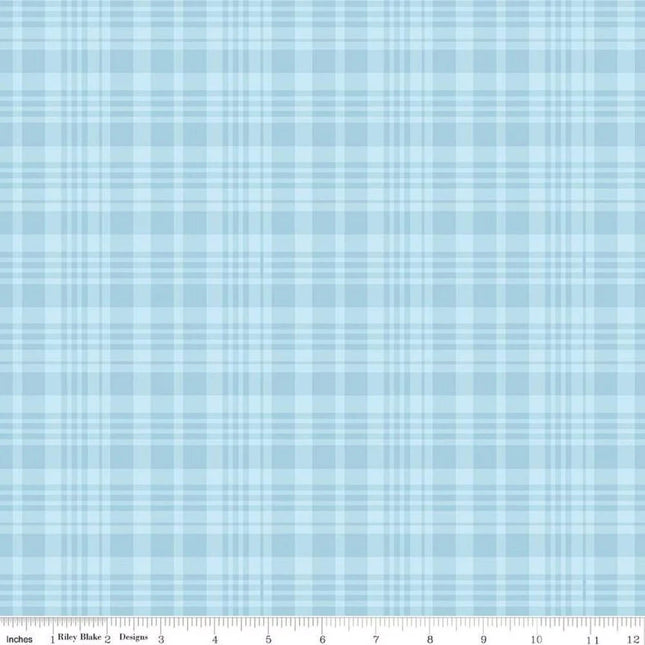 Winnie the Pooh Plaid Blue Cotton Fabric