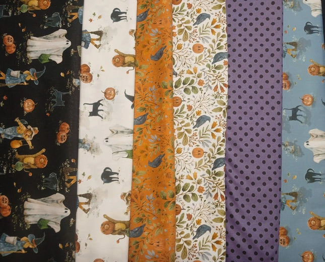 4 Half Yards -Assorted Halloween Trick or Treat Half Yard Bundle