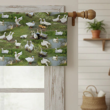 Handmade Valance or Curtain Panel Back of the Chutes Stripe Rust