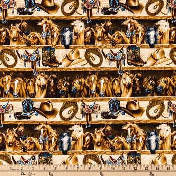 Western Cowboy Shelf Cotton Fabric