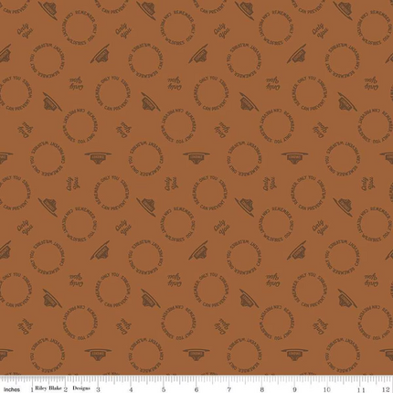 Only You Smokey Bear Text Toss Orange Cotton Fabric
