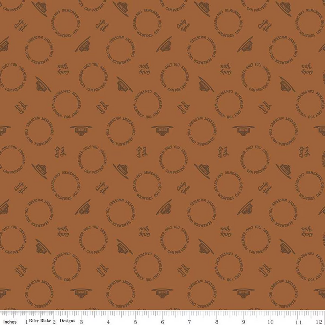 Only You Smokey Bear Text Toss Orange Cotton Fabric