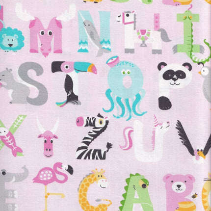 Handmade Placemat Or Table Runner Alphabet Animals on Pink Nursery