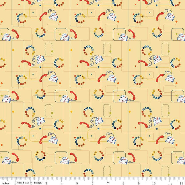 Pillowcase - Pop 'n Play Phones Yellow Cotton