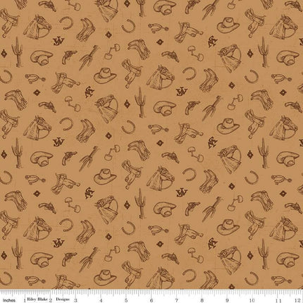 John Wayne American West Icons Tan Cotton Fabric