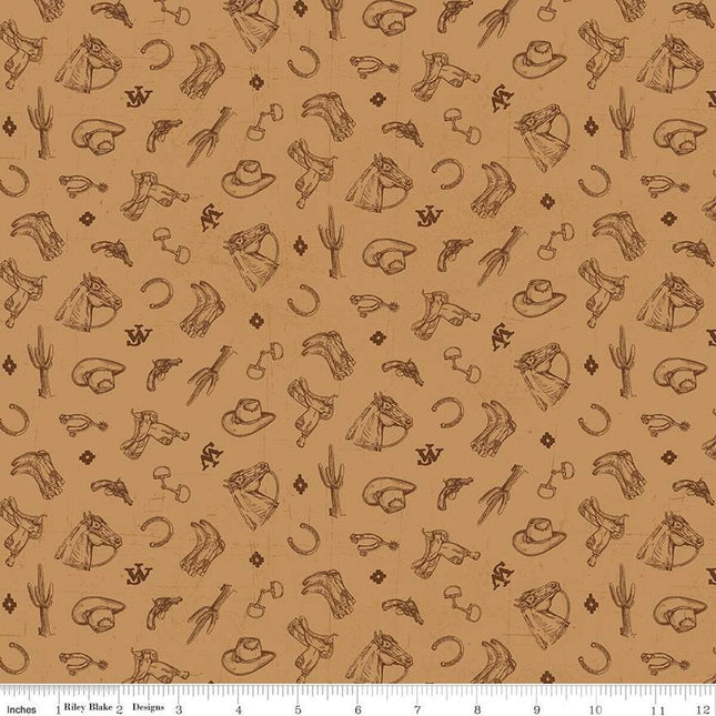 John Wayne American West Icons Tan Cotton Fabric