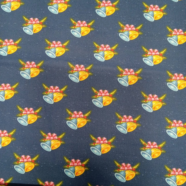 Christmas Bells Blue Cotton Fabric