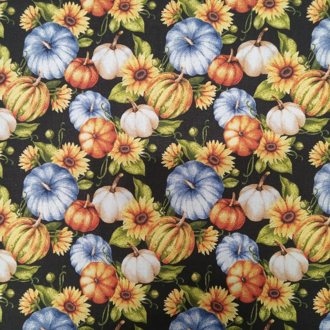 Harvest Pumpkins and Sunflowers Cotton Fabric